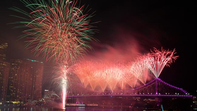 The Story Bridge lit up during Riverfire in 2017.