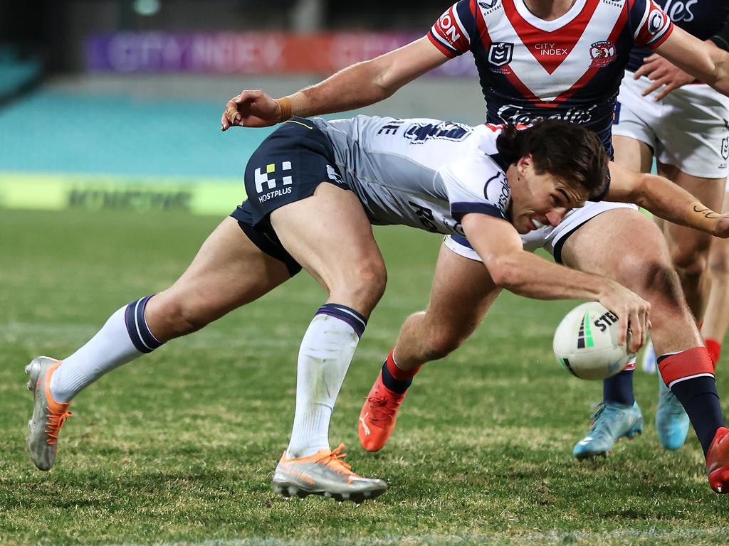 A try on debut against the Roosters at the SCG. It doesn’t get much better than that. Picture: Mark Kolbe/Getty Images