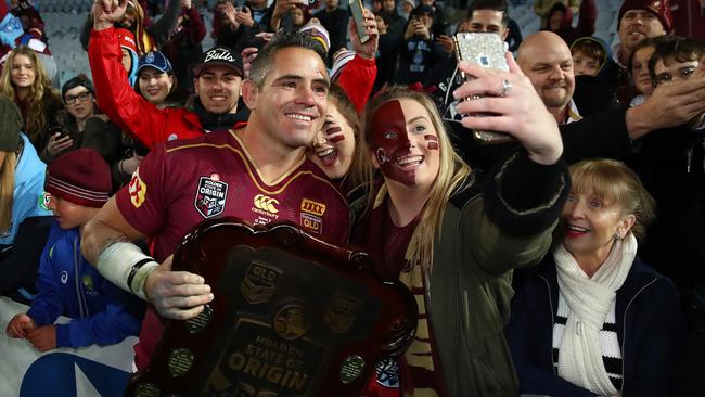 QLD's Corey Parker farewells the crowd after game 3 of the 2016 State of Origin series between the NSW Blues and Queensland Maroons at ANZ Stadium, Sydney. Picture: Brett Costello