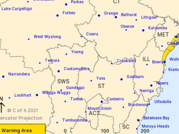 A severe weather warning has been issued for parts of NSW. Source: Bureau of Meteorology