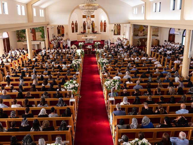 St. Thomas the Apostle Chaldean Cathedral in Bossley Park was packed for the funeral. Picture: Monique Harmer.