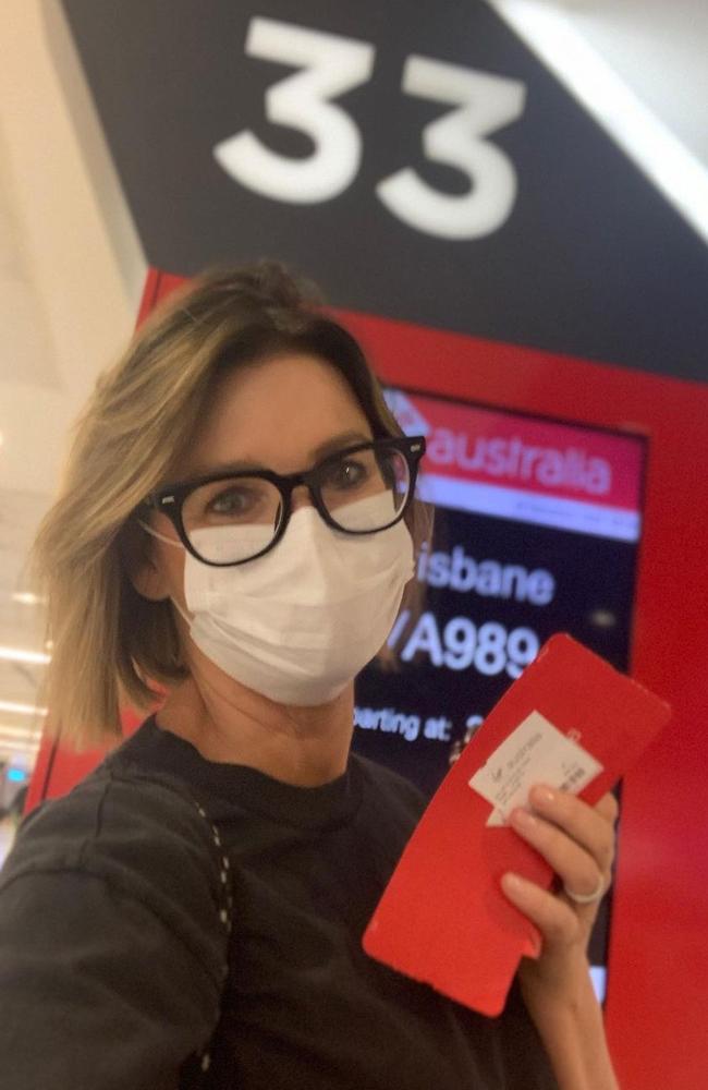 TV presenter Kylie Gillies jets to Brisbane before border closures. Picture: Instagram