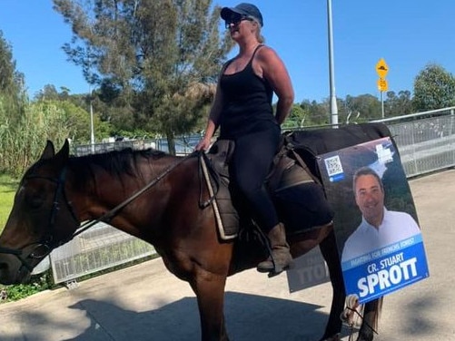 Liberal councillor Stuart Sprott had a bit of help from the horse riding community. Picture: Stuart Sprott