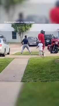 Special needs son dancing with neighbour