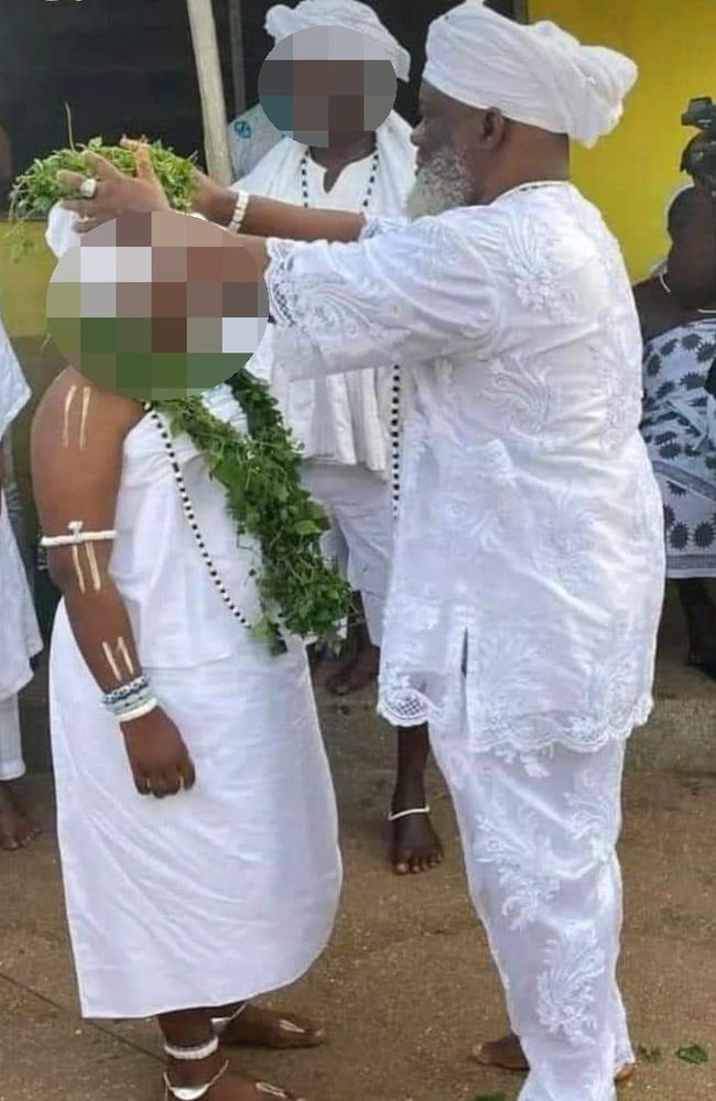 New details of the high priest, 63, who married a 12-year-old girl in Ghana have emerged. Picture: Twitter / @/Dereal_ZAMI