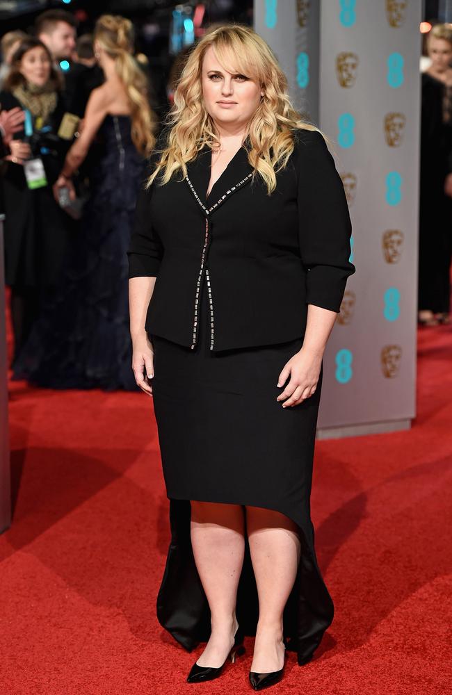 Rebel Wilson attends the British Academy Film Awards at the Royal Opera House on February 14, 2016 in London. Picture: Getty