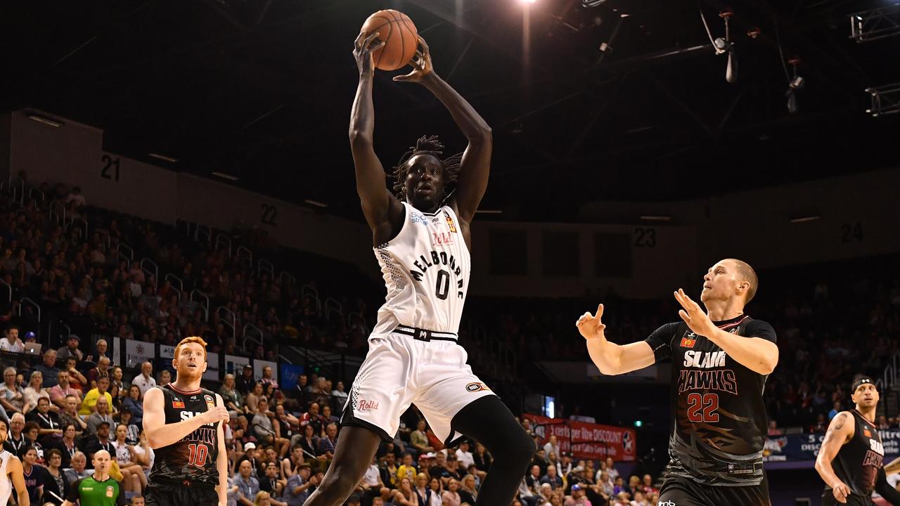 With a huge 221cm wingspan, Lual-Acuil is one of the league’s better bench rebounders. Picture: AAP