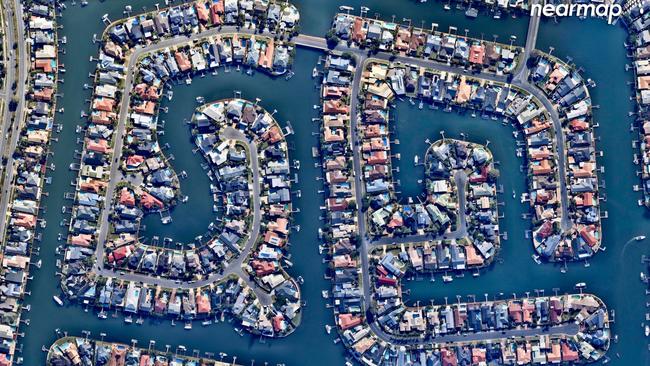 Boats line the waterways of Runaway Bay. Picture: Nearmap