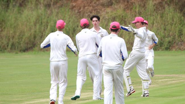 Joey Laner. AIC First XI cricket between St Peters Lutheran College and Marist College Ashgrove. Saturday February 24, 2024.