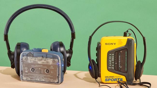 The It’s OK portable tape deck, left, lets you ditch the chronically tangled wires of the old-school Walkman. Picture: F. Martin Ramin/The Wall Street Journal