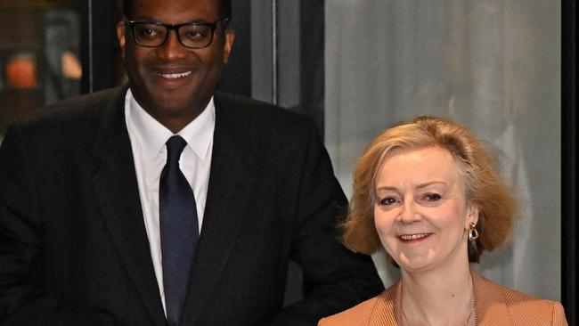 Liz Truss with Chancellor of the Exchequer Kwasi Kwarteng, on the third day of the annual Conservative Party Conference in Birmingham. Picture: AFP.