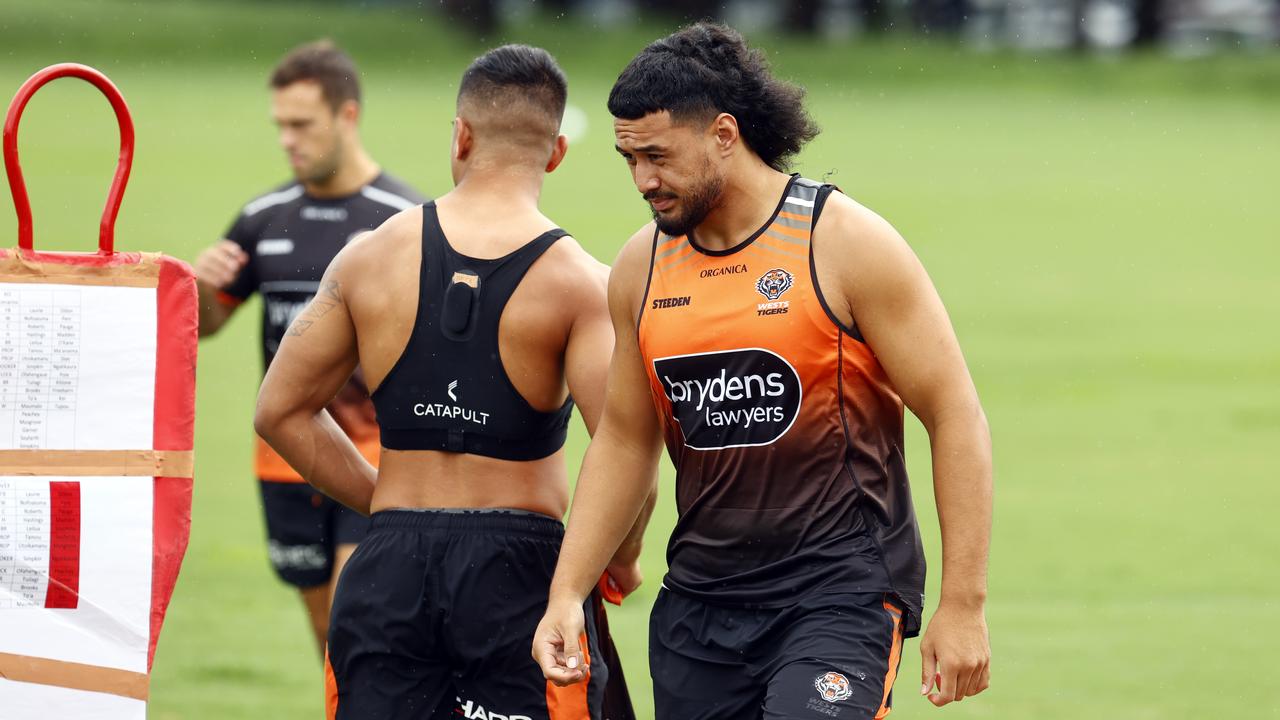 Kelma Tuilagi ahead of the Tigers season opening game against Melbourne Storm. Picture: Richard Dobson