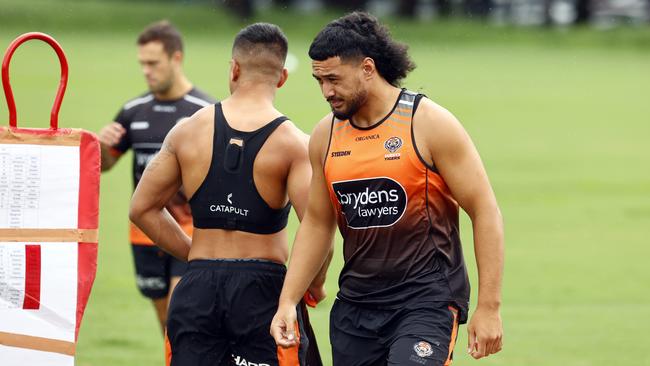 Kelma Tuilagi ahead of the Tigers season opening game against Melbourne Storm. Picture: Richard Dobson