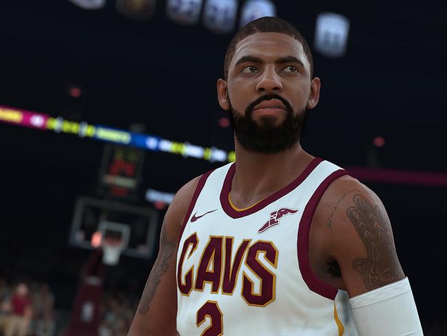 Kyrie Irving mean mugging in 2K18.