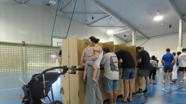 Generic voting and voters at Parap Primary School, Darwin, at the 2025 federal election. Picture: Fia Walsh.