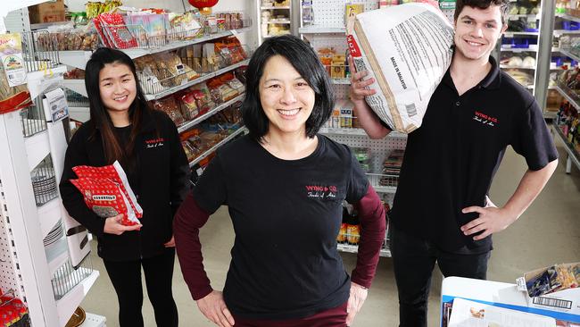 Manager at Wing &amp; Co Asian grocer in Sandy Bay, Maria Wickham alongside senior sales staff, Annie Ng and purchasing officer, Kalani Lampkin as the grocer was going to be shutdown but has been saved. Picture: Zak Simmonds