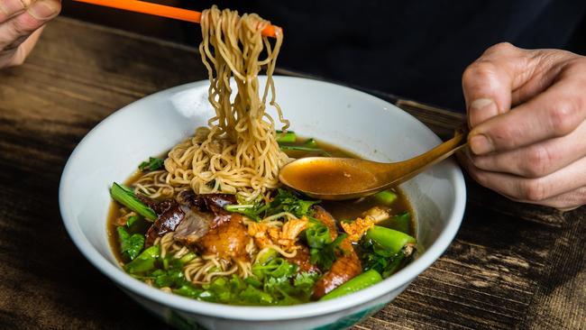 Roast duck and egg noodles at Long Chim.