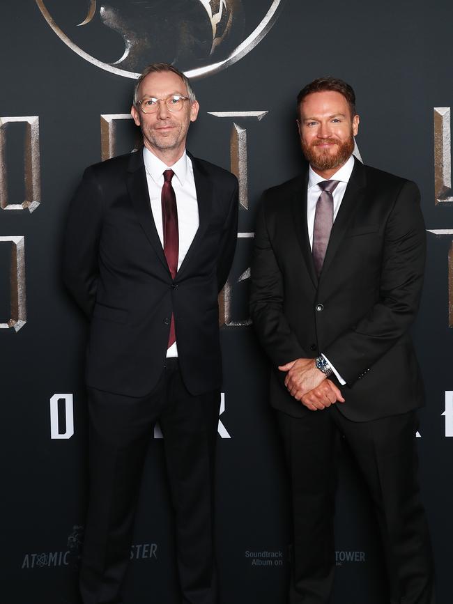 Josh Lawson with Mortal Kombat director Simon McQuoid at the Sydney premiere of Mortal Kombat at Hoyts Entertainment Quarter. Picture: Brendon Thorne/Getty Images