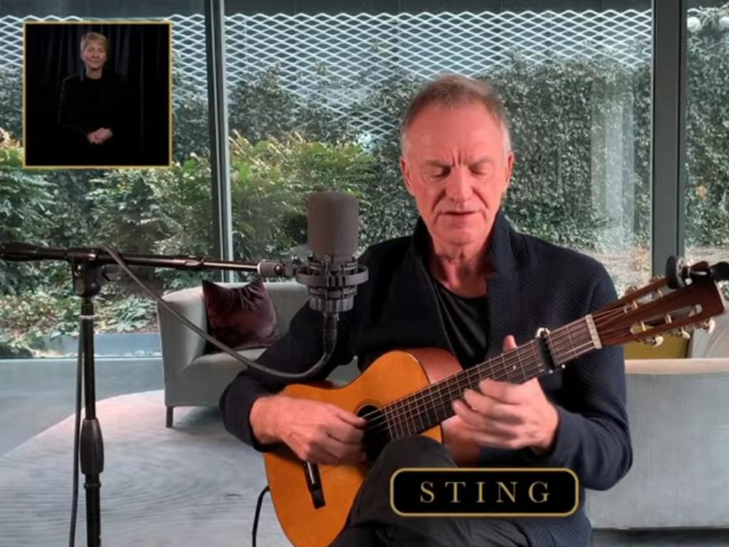 Sting plays an acoustic tribute for Michael Gudinski's state memorial.