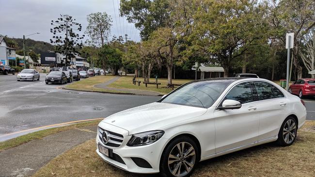 A white 2015 Mercedes Benz C200 sedan, similar to the car Cameron Martin was driving. Picture: Luke Mortimer.