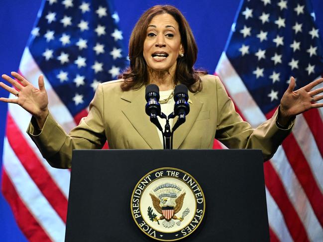 Vice President Kamala Harris at the Pennsylvania Convention Center. Picture: Drew Hallowell/Getty Images/AFP