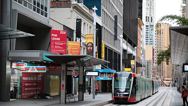 Buildings up for lease on George Street in Sydney’s CBD. Picture: NCA NewsWire/Adam Yip