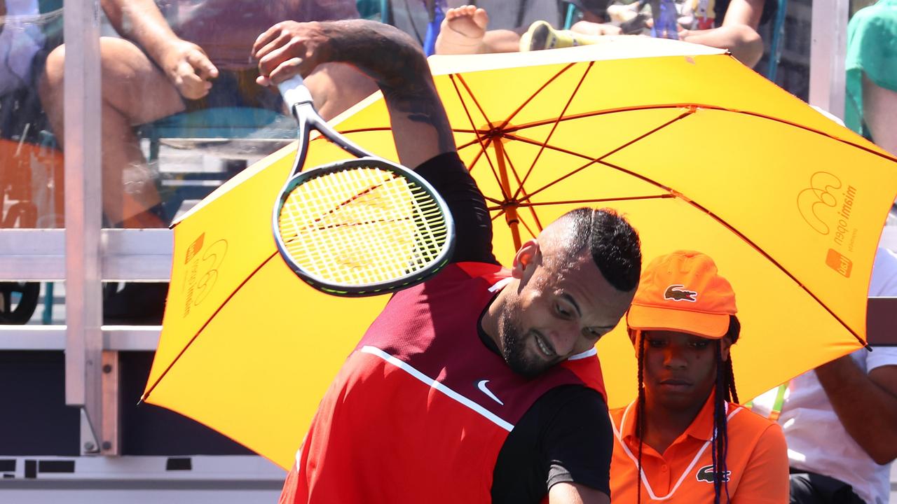 A fuming Nick Kyrgios erupts.