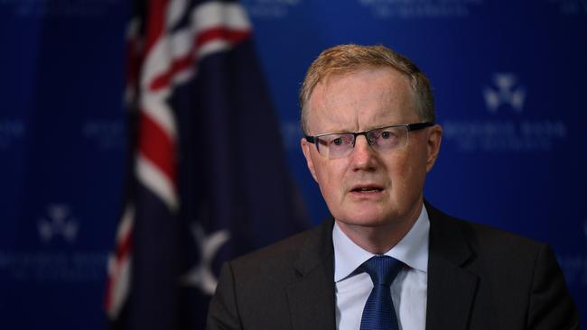 Governor of the Reserve Bank of Australia Phillip Lowe speaks to the media during a press conference on Tuesday. Picture: AAP/Joel Carrett.