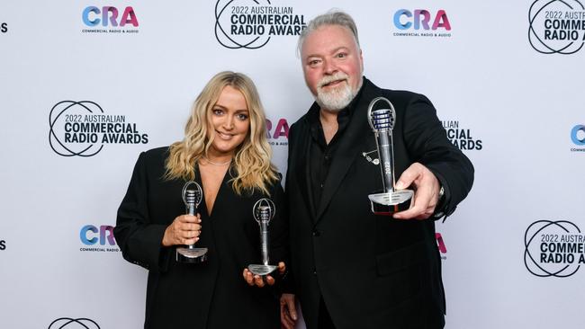 KIIS FM breakfast hosts Jackie "O" Henderson and Kyle Sandilands who were crowned best on-air team (FM) at the 33rd annual Australian Commercial Radio Awards (the ACRAs) in 2022. Picture: Supplied.