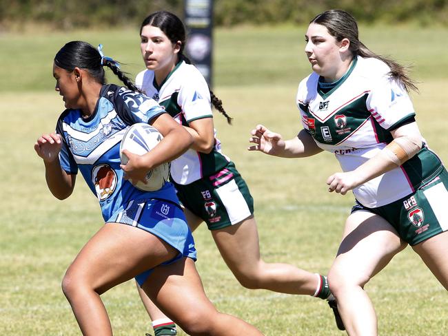 Action from U16 Girls Lebanon v Maori Pango. Harmony Nines Rugby League. Picture: John Appleyard