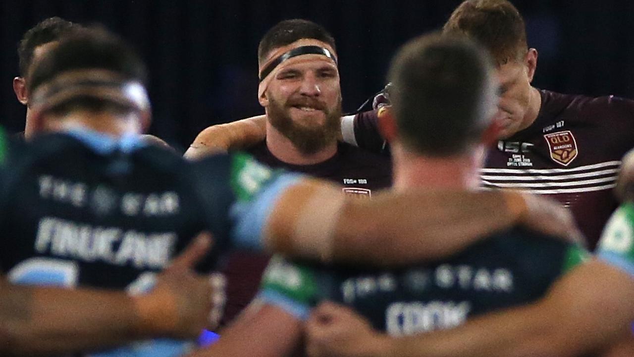 Josh McGuire of Queensland has been called out for his late shot on James Maloney.
