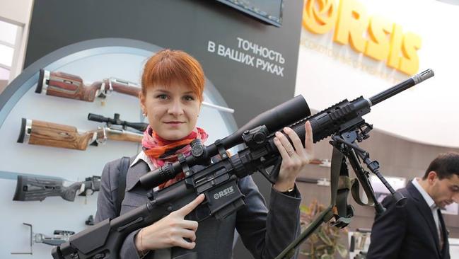 Maria Butina pictured holding a gun.Maria has been charged with spying in the US.Picture: Supplied/ Facebook