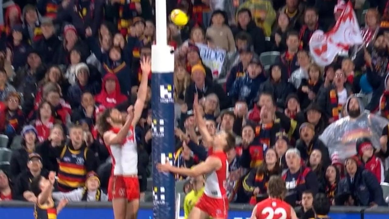 Ben Keays’ shot, that was incorrectly deemed a point, against Sydney.