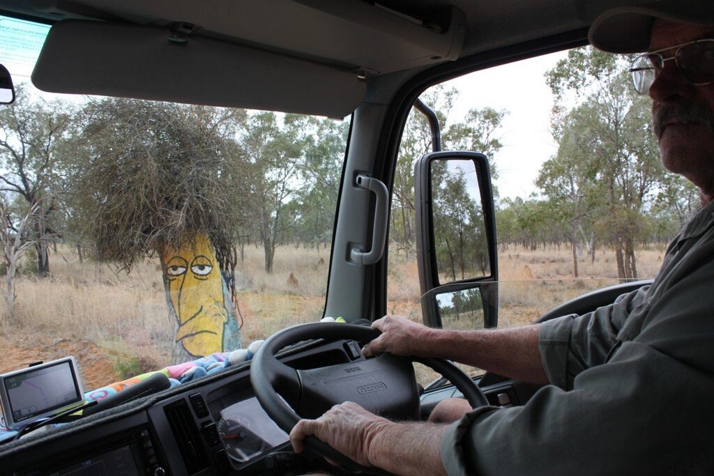 The Simpsons' character Sideshow Bob makes an appearance on a tree north of Jericho. Picture: Nancy Bates