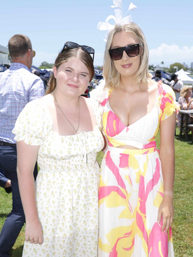 Socials - Elizabeth Ledger with Amy Mariu, attend The Star Gold Coast Magic Millions Raceday. Picture: Steve Pohlner