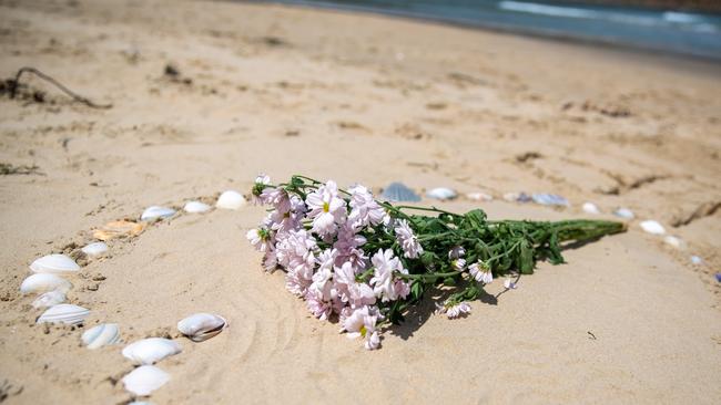 A floral tribute at Carlton Beach on Monday 30th December 2024. Picture: Linda Higginson