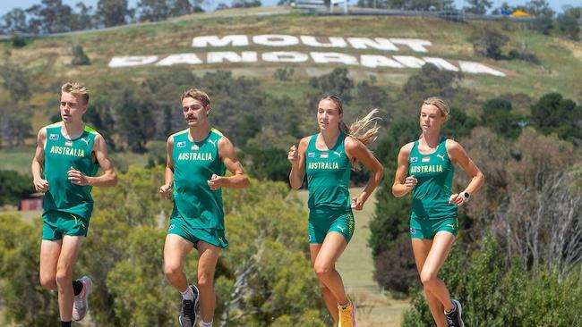 Australian athletes checking out the course in Bathurst.