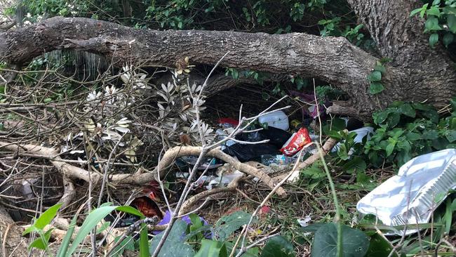 “These photos weren’t even half of it”: rubbish left behind at a campsite at Double Island Point. Photo: Nicole Bragg