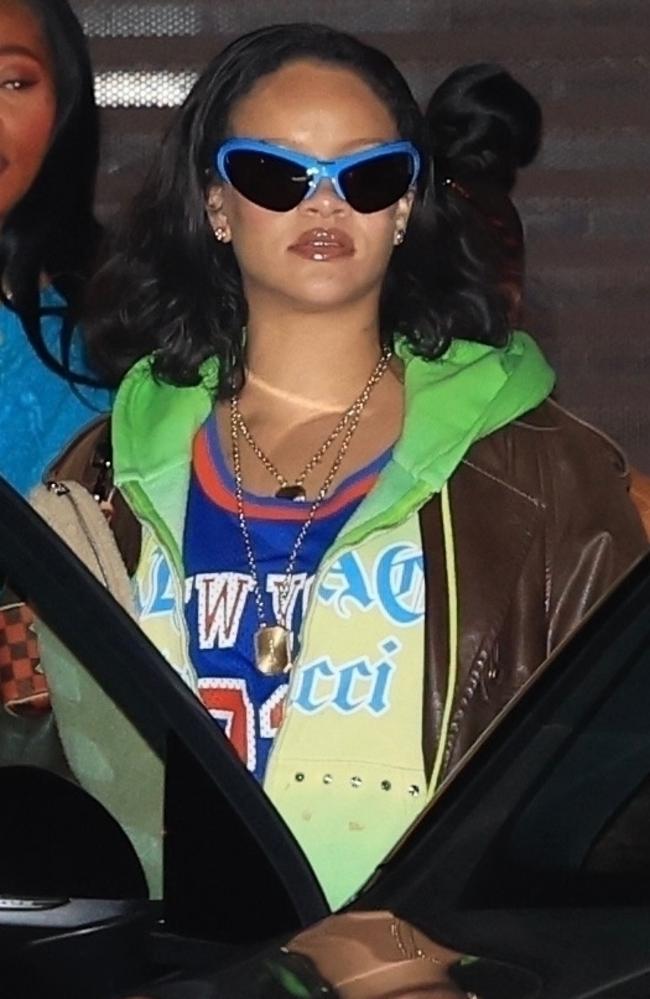 Rihanna made a challenging pair of sunnies look fashionable while out to dinner with family in Malibu. Picture: ShotbyNYP / BACKGRID