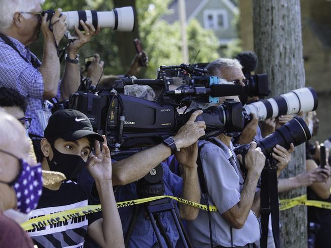 Media wait to see Democratic Presidential nominee. Picture: Angus Mordant for NewsCorp Australia