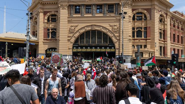 The scene outside Flinders Street Station. Picture: Getty Images