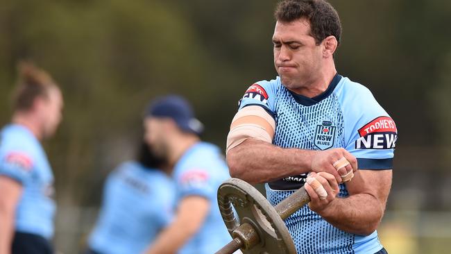 GOLD COAST, AUSTRALIA - JUNE 24: Dale Finucane during a New South Wales Blues State of Origin training session at Ned Byrne Field on June 24, 2021 in Gold Coast, Australia. (Photo by Matt Roberts/Getty Images)