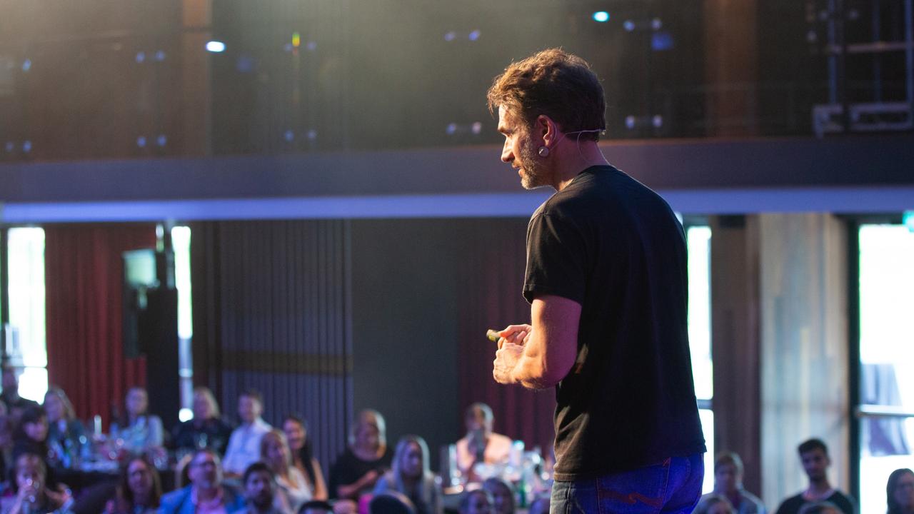 Business Moreton Bay Region interactive luncheon guest speaker Todd Sampson in action. Picture: Dominika Lis.