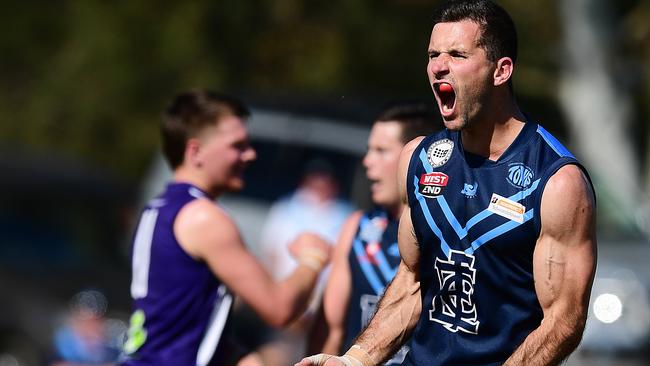 Edwardstown forward George Cornish put on a show against Flinders Park with five big goals. Picture: Mark Brake