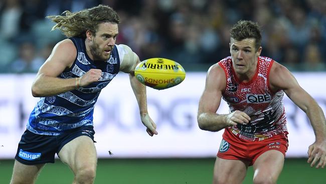 Cameron Guthrie adds something different to the Cats midfield group. Pic: AAP