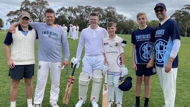 Lachie and Rohan Wardle with Mark and Gabe Perrin and Quinn and Steve Abram. Picture: Newtown &amp; Chilwell Cricket Club.