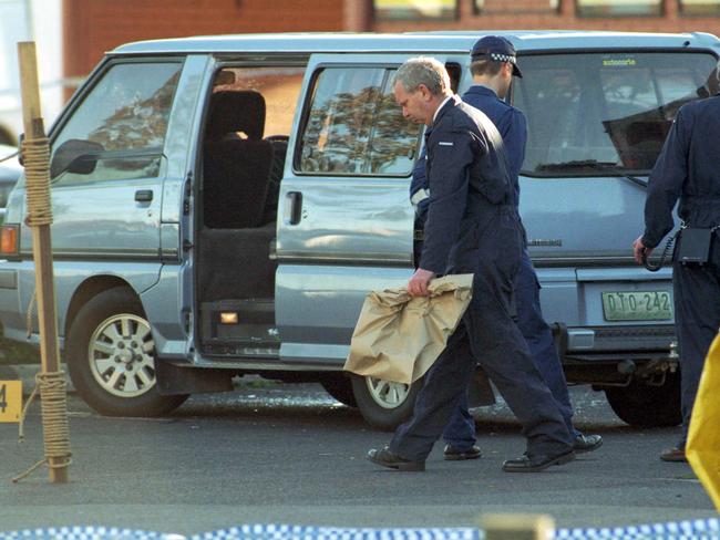 Police remove evidence used in the shooting of Jason Moran in Essendon North.