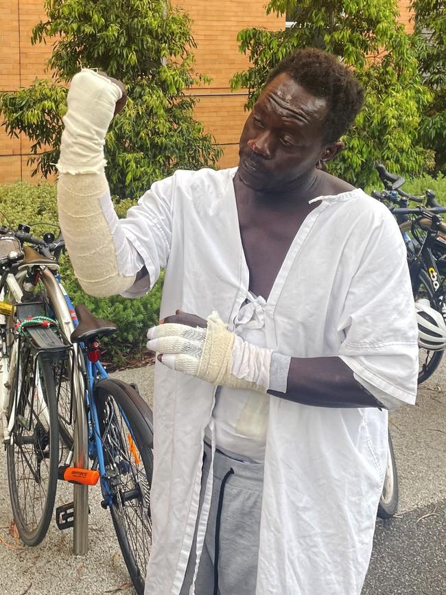 Heartbroken father, Nagmeldin Osman, outside The Alfred. Picture: Miles Proust