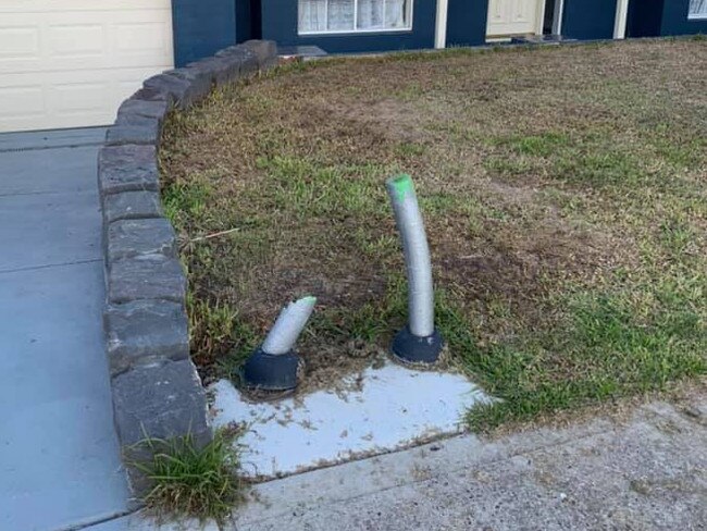 Just the legs of Bender left after thieves stole the letterbox.