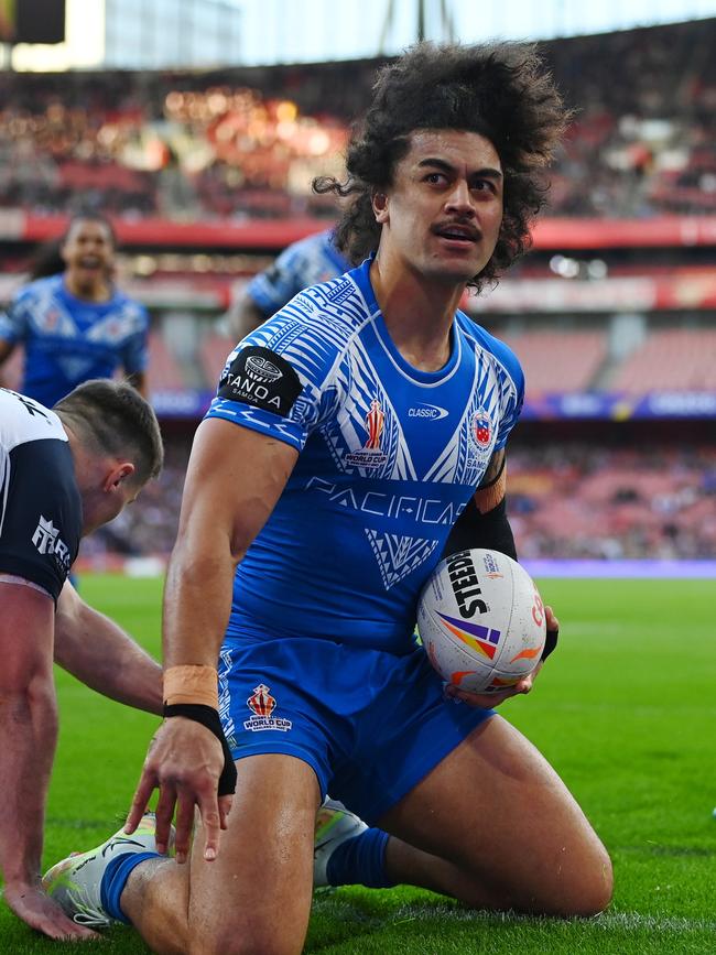 Dragons and Bulldogs discard Tim Lafai has impressed for Samoa. Picture: Gareth Copley/Getty Images